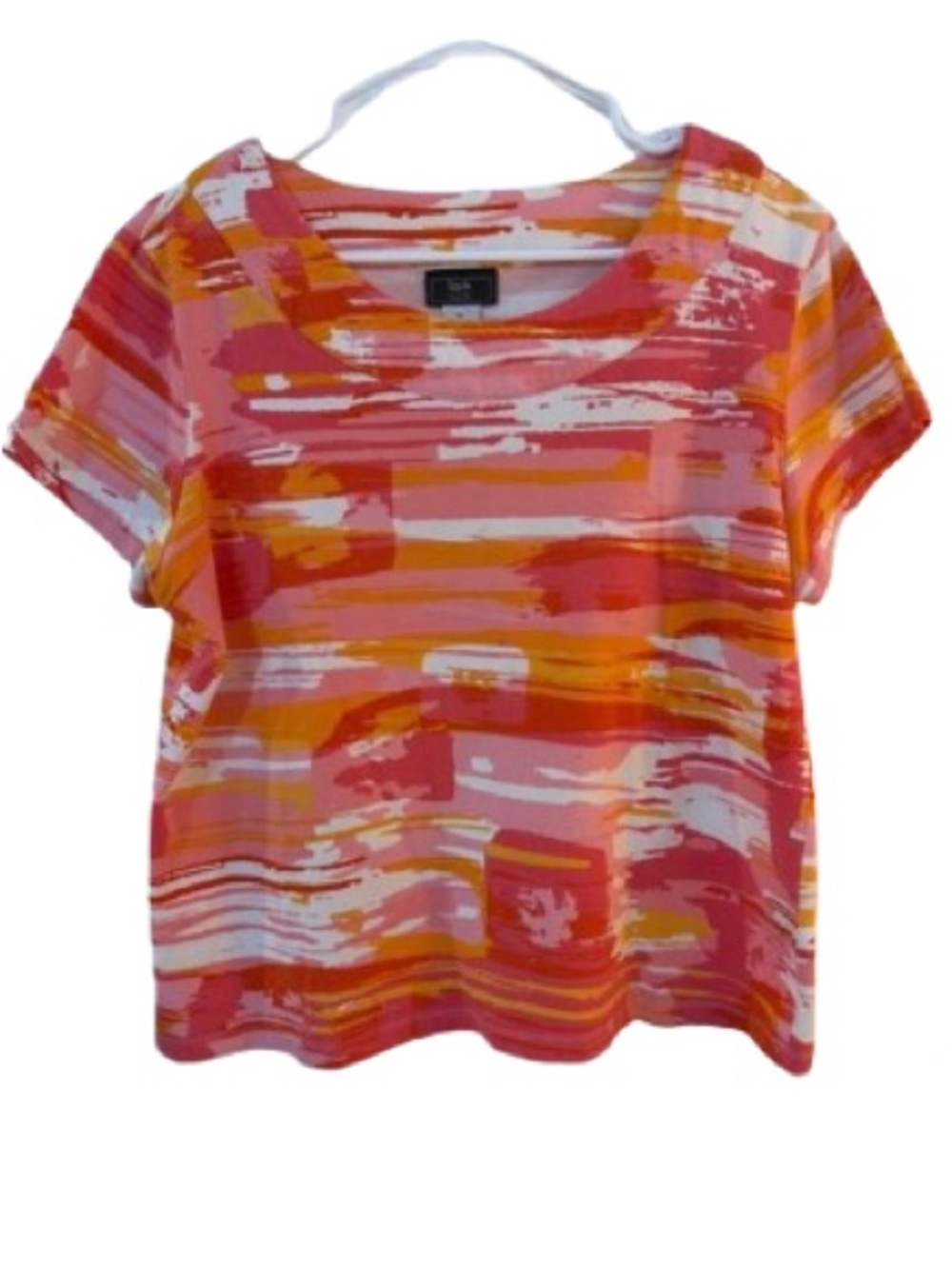 Lark Lane Women’s Abstract Brush Stroke Tee Scoop Neck Size XL
